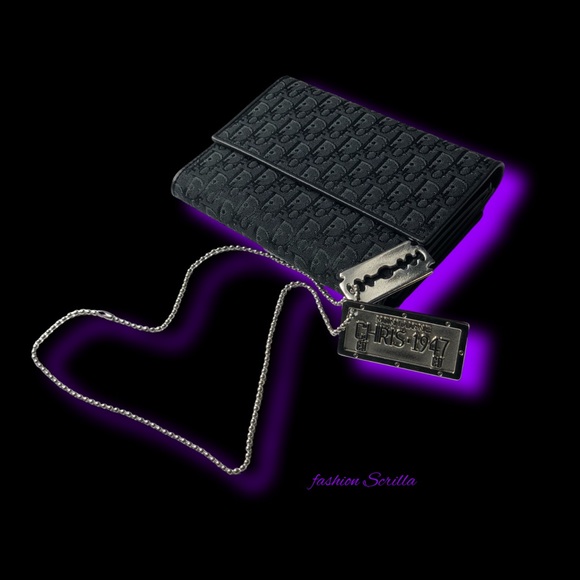 DIOR Vintage Mini Jacquard Black Monogram Logo Oblique Canvas Leather Wallet - Picture 16 of 16